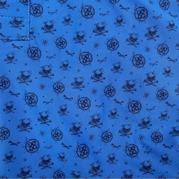 G/fore Men’s Size XL golf polo shirt all over skeleton print blue NWT - Picture 8 of 8